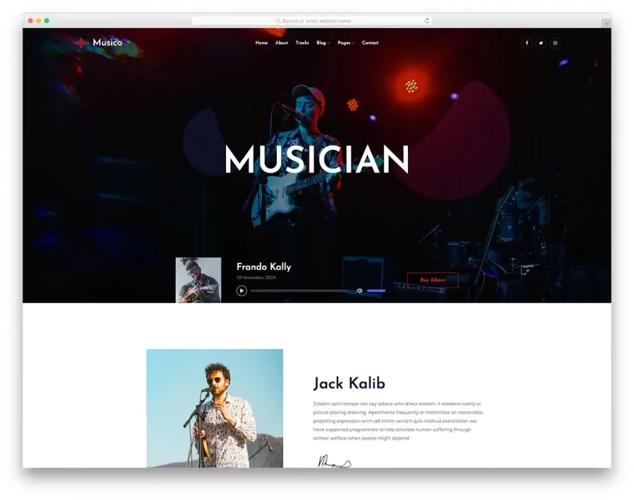 Musico шаблон сайта музыканта
